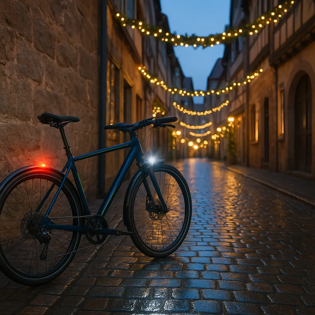 Lichterfahrt mit dem Rad durch Donauwörth im Winter